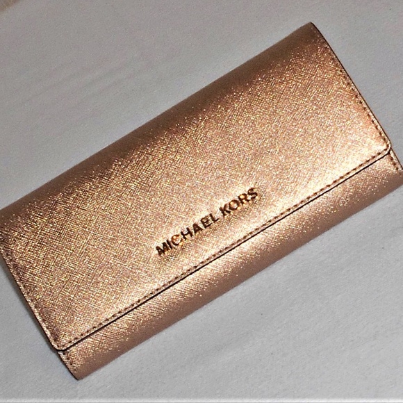 Michael Kors Handbags - Michael Kors NWOT Gold Metallic Clutch Wallet